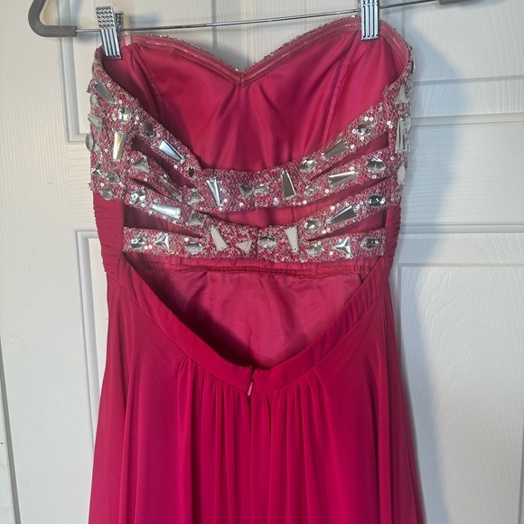 Blondie Nites strapless empire fuchsia chiffon dress size junior 5 - Picture 4 of 12